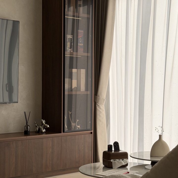 living room interior design TV console display cabinet landed house Rawang Selangor Cube Brick